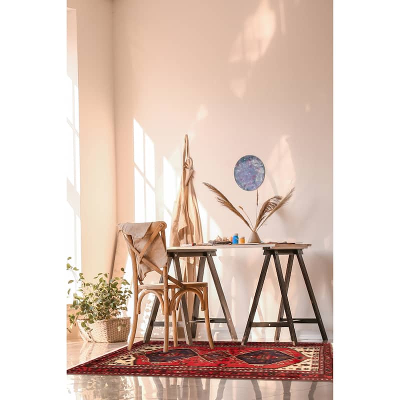 ECARPETGALLERY Hand-knotted Andelz Red Wool Rug - 3'3 x 4'4