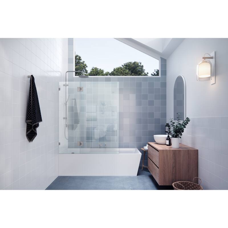 Glass Warehouse 58.25" x 48.5" Frameless Shower Bath Door - Glass Hinge