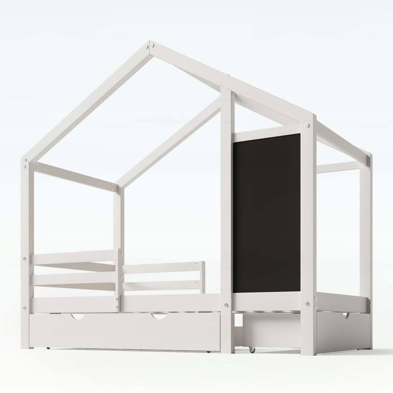 House Bed with Blackboard and Drawers,Creative and Space-Saving Design