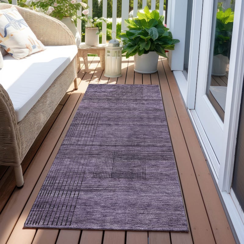 Machine Washable Indoor/ Outdoor Chantille Contemporary Imprints Rug - Plum - 2'3" x 7'6"