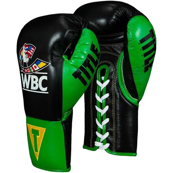 Title Boxing WBC Pro Fight Leather Lace Up Gloves - Black