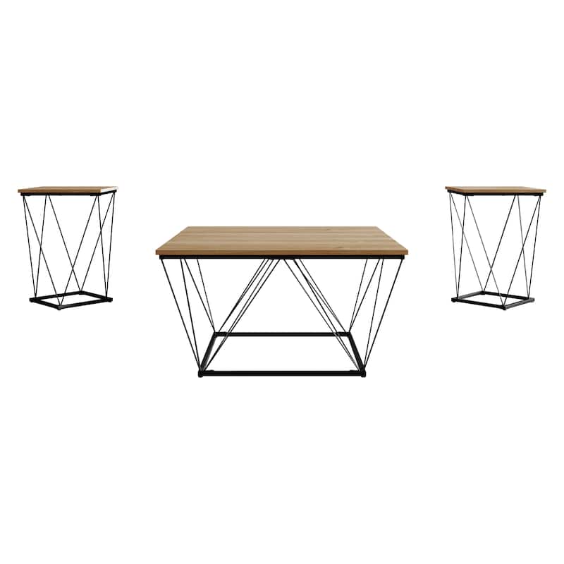 CraftPorch Minimalist 3- Pieces Coffee Table Set - Light Oak - 7'6" x 10'9" - Wood