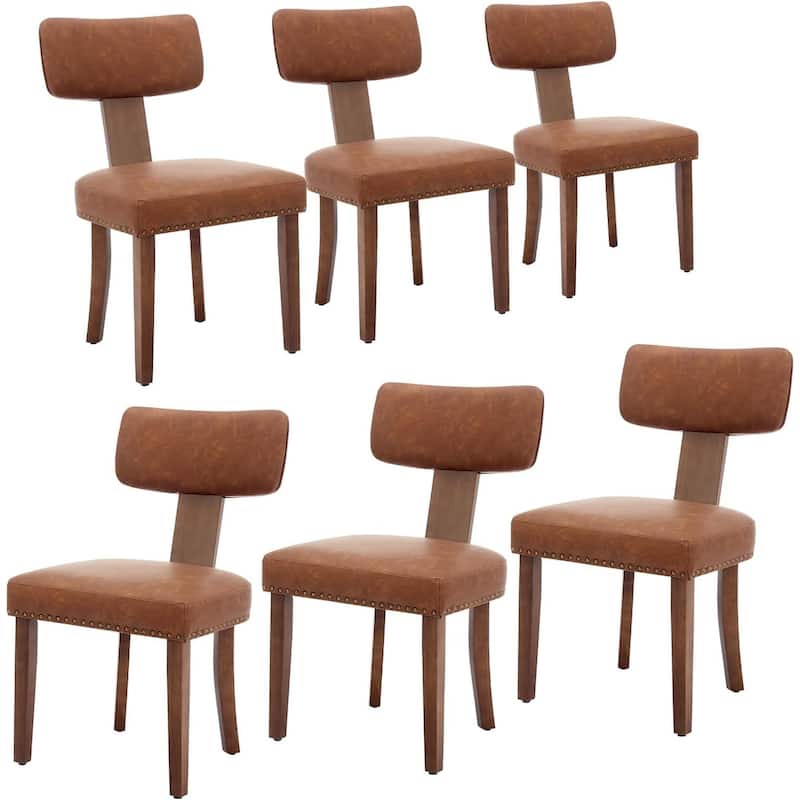 Modern Fabric Dining Chairs, Upholstered Kitchen Chairs with Hardwood Frame, Wood Legs, Nailhead Trim