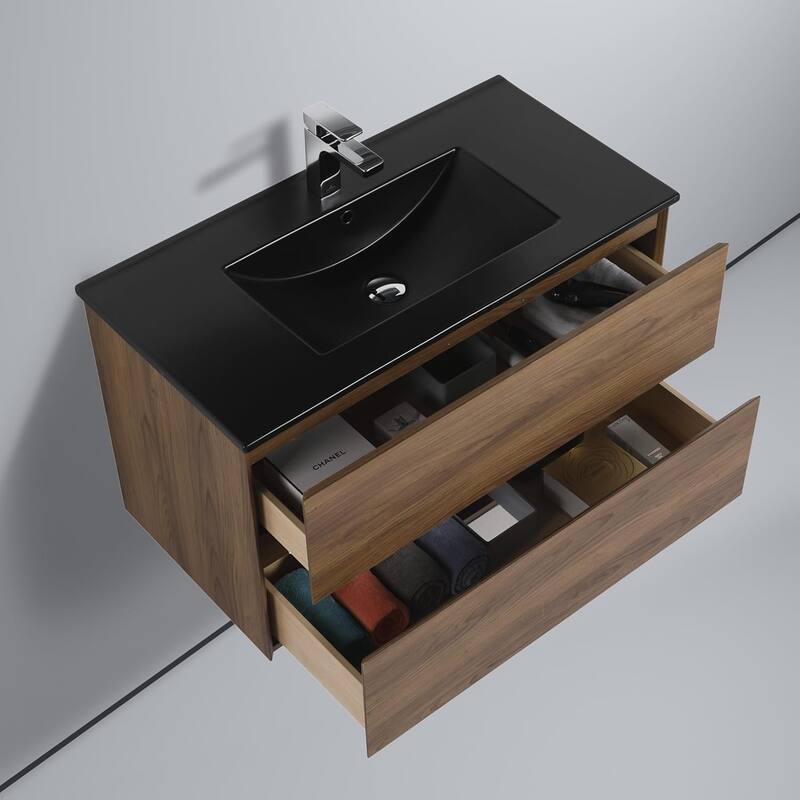 Blossom Wall Mounted Floating Bathroom Vanity with Double Acrylic Sink