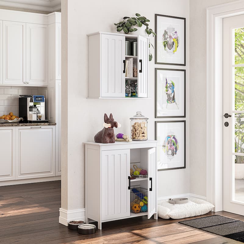 RiverRidge Monroe Two-Door Bathroom and Laundry Wall Mount Storage Medicine Cabinet with Fixed and Adjustable Shelves - White