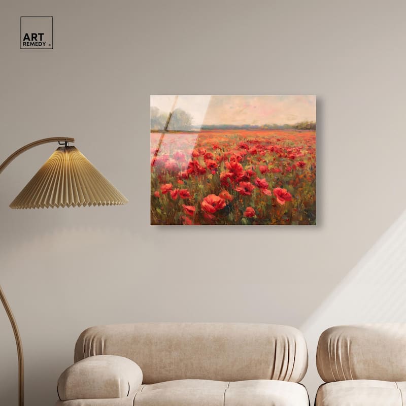 Sea of Red Poppies II Acrylic by Art Remedy, Ready to Hang