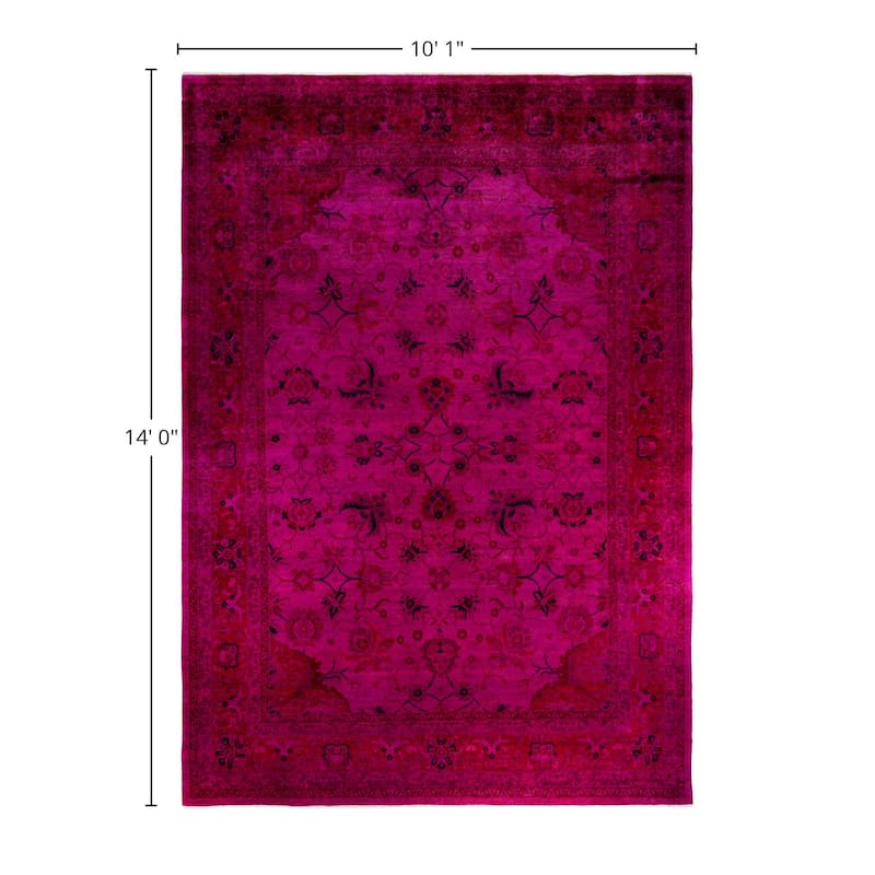 Overdyed One-of-a-Kind Hand-Knotted Area Rug - Pink - 10' 1" x 14' 0"