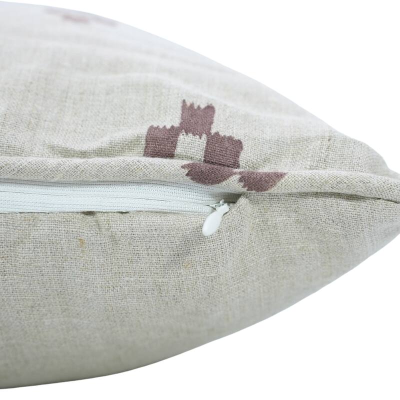 Fabdivine Handmade Floral Block Print Soft Pure Linen Fabric Pipine Pillow Cover Decorative Cushion Case