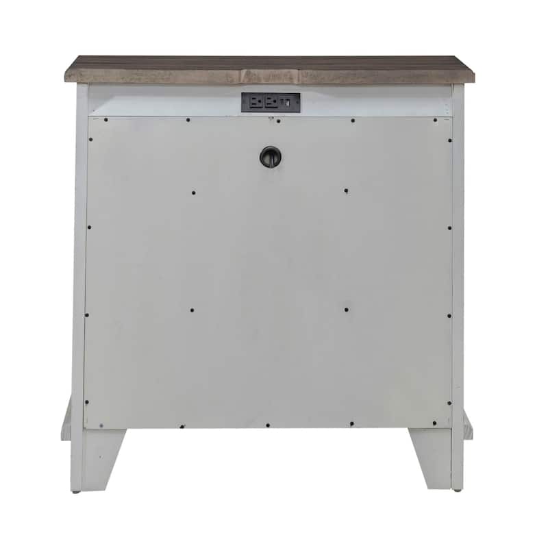River Place Riverstone White & Tobacco Nightstand with Charging Station