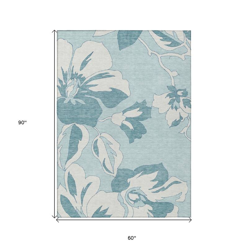 HomeRoots Floral Transitional Rectangle Outdoor Rug
