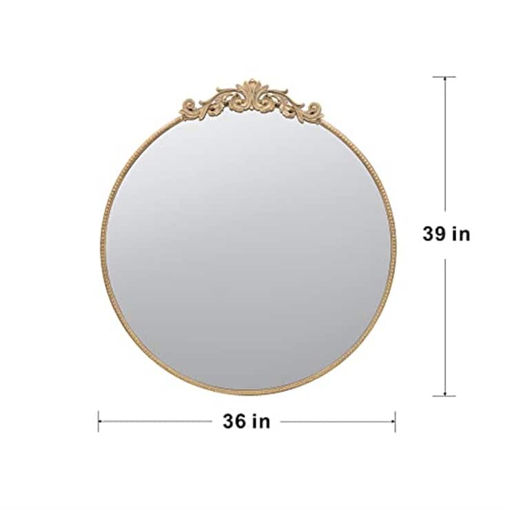 Round Wall Mounted Mirror with Metal Frame