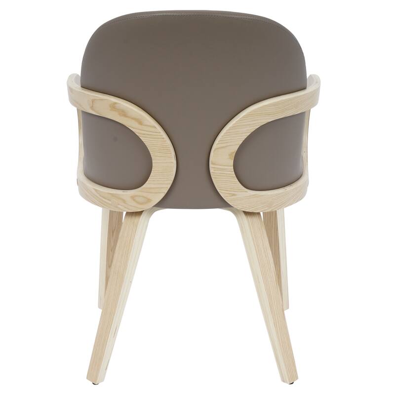 Modern Faux Leather and Bentwood Dining Chair, Set of 2