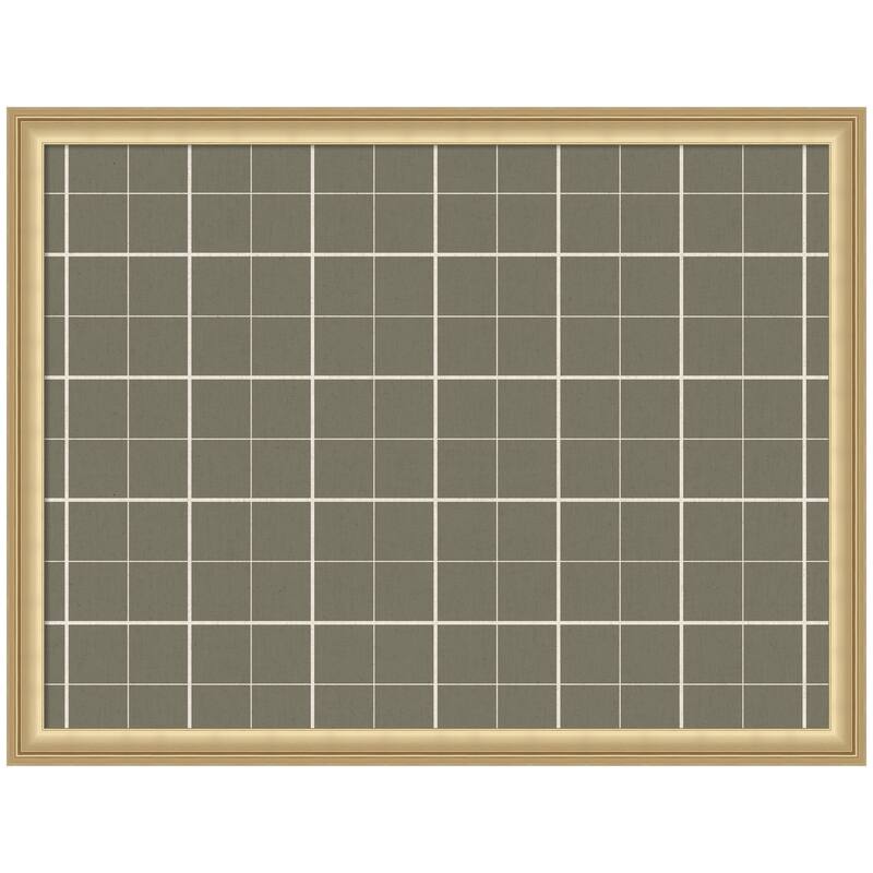 Kate and Laurel Framed Fabric Pinboard Sage Green Plaid Wall Organization - 26 x 20 - Gold
