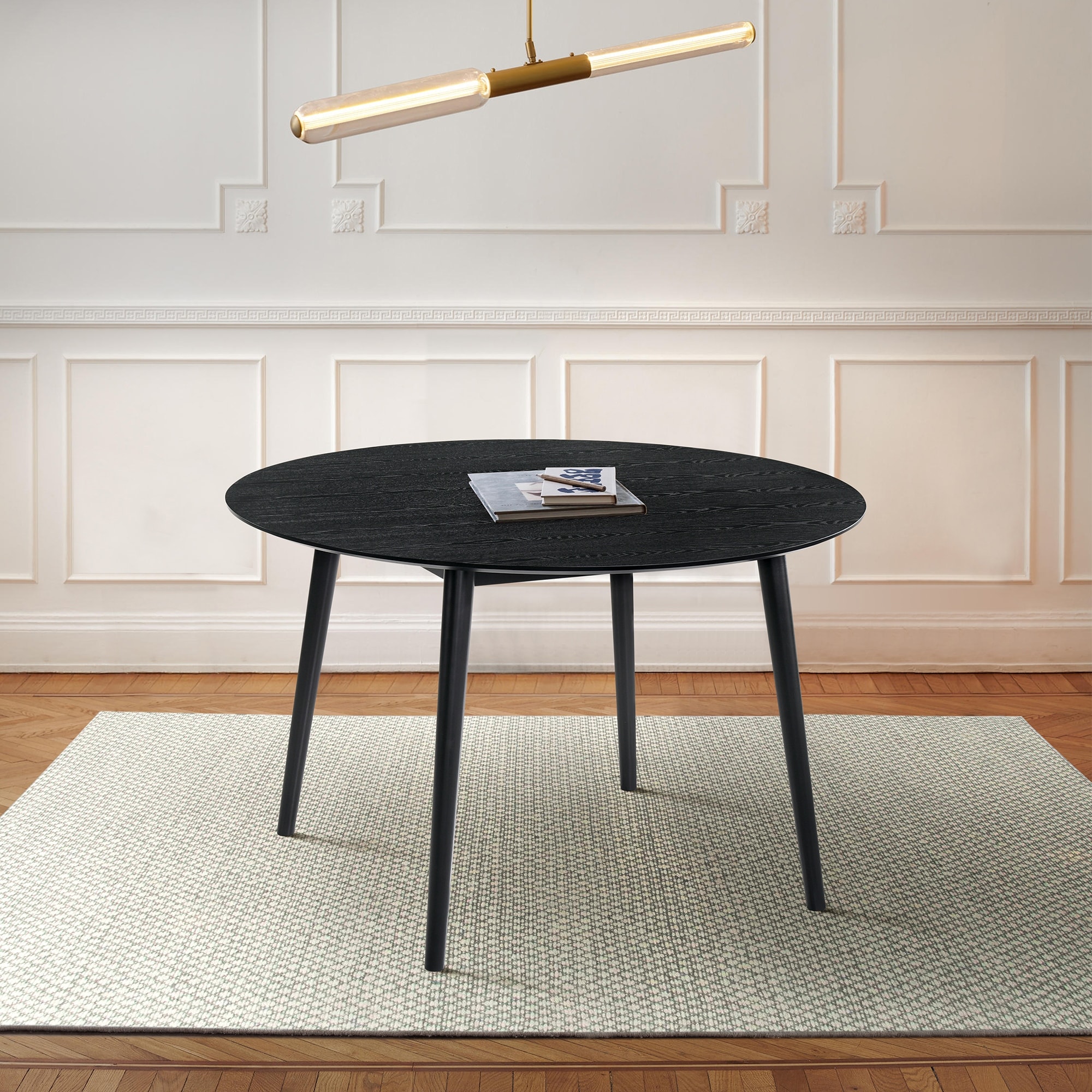 Arcadia 48" Round Dining Table in Walnut or Black Wood