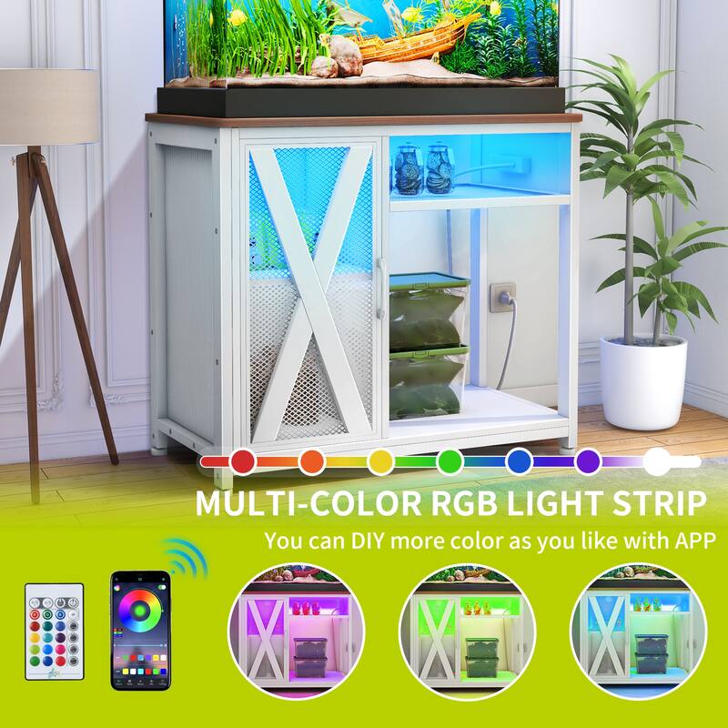 Moasis 50 Gallon Aquarium Stand with Power Outlets & LED Light