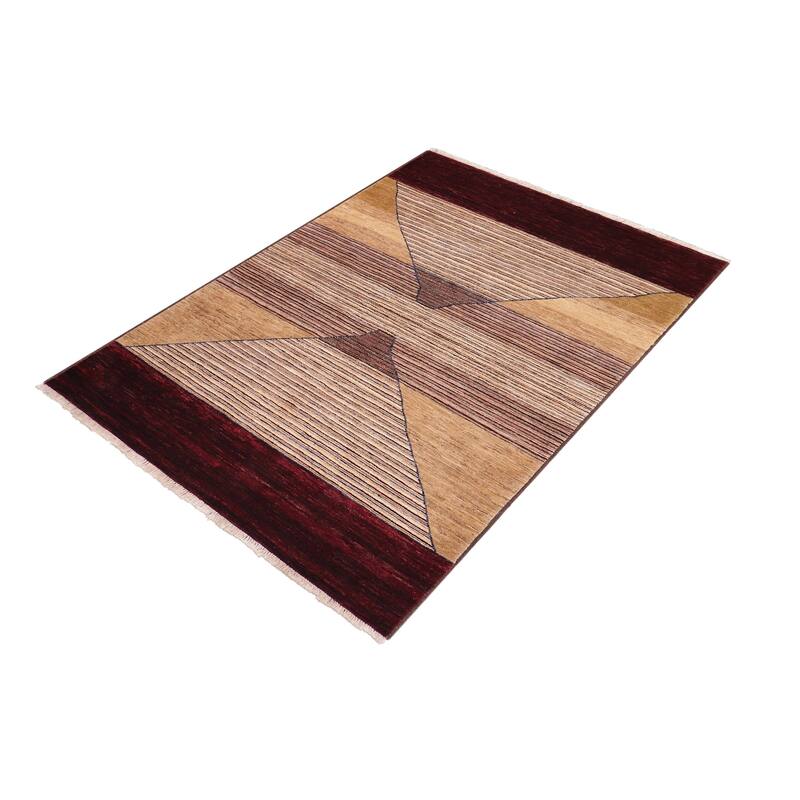 Chic hourglass Echo Gabbeh Hand Knotted Wool Area Rug