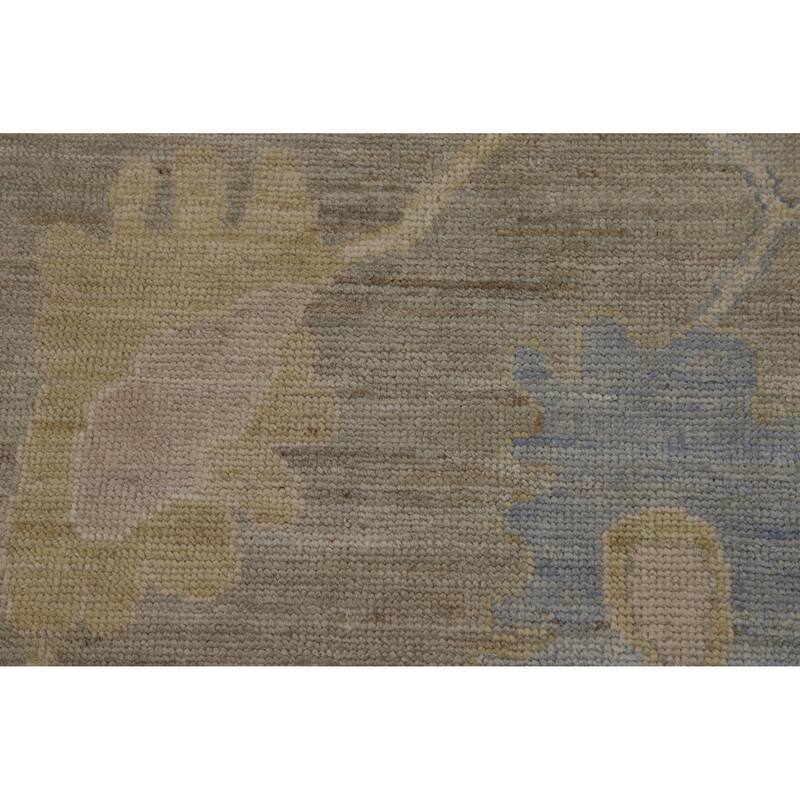 Hand Knotted Oriental 100% Wool Carpet Transitional All-Over Greys & Charcoal Oushak Area Rug - 13' 9'' X 10' 2''