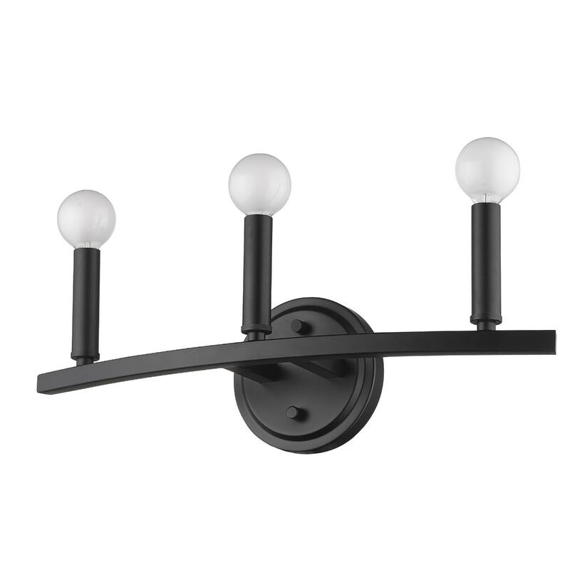 3-Light Bathroom Vanity Wall Light in Matte Black with Dimmable Hardwired Fixture and E12 Compatible - 6.63" H x 18" W x 4" D
