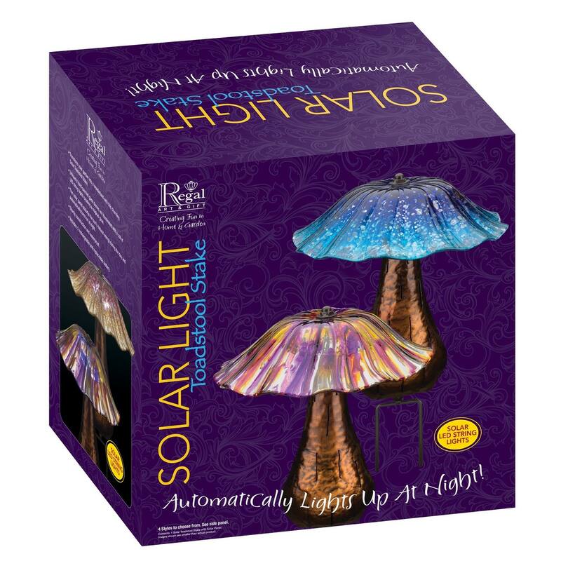 Solar Toadstool Stake - Blue - 11"X11"X13.75"