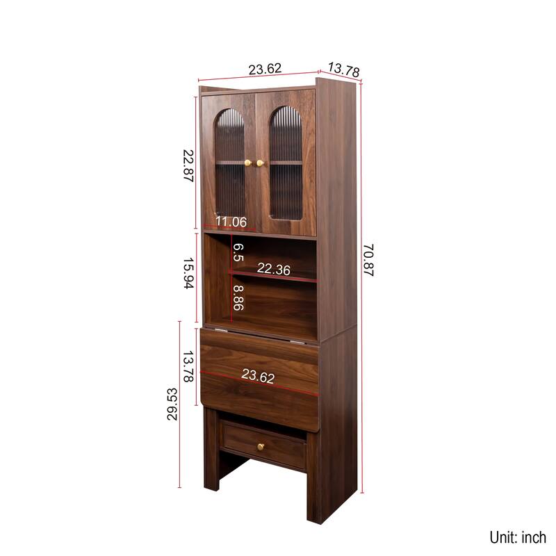 Fold-out Writing Table Convertible Cube Storage Cabinet with Closed Storage Shelf and Drawer Home Office Workstation