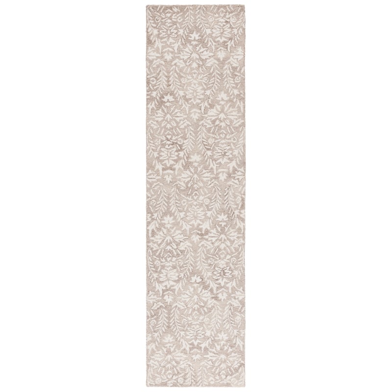 SAFAVIEH Handmade Ebony Lelioara Modern & Contemporary Wool Rug - 2'3" x 9' Runner - Beige/Ivory