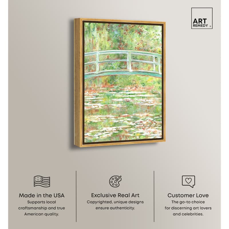 Art Remedy The Garden Framed Impressionism 1 Piece Canvas Wall Art /Monet And Van Gogh Inspired Art
