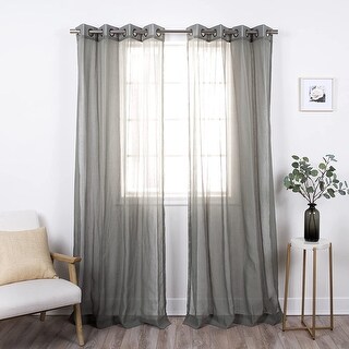 Aurora Home Linen-Textured Semi-Sheer Grommet Curtains - Bed Bath ...