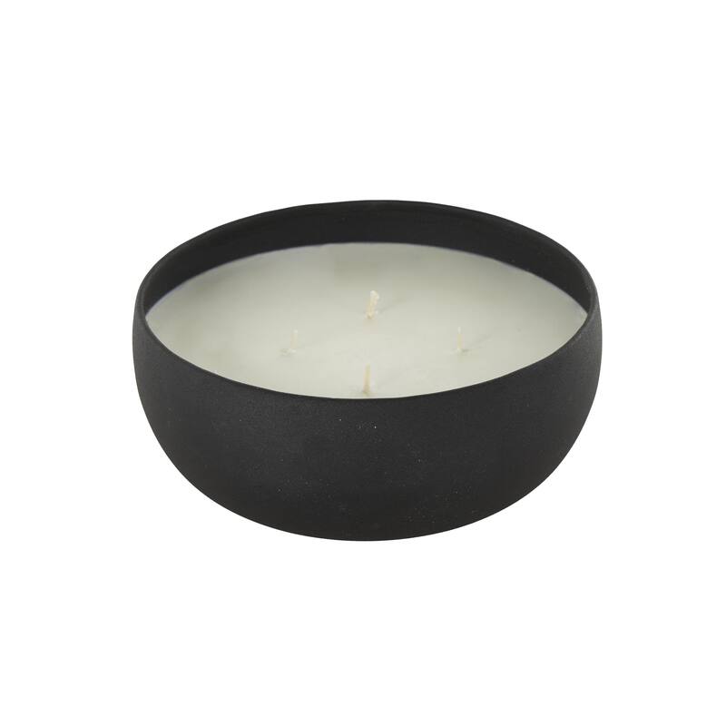 Beige, Black or Cream Metal Scented Textured 34oz 4 Wick Decorative Candle with White Wax