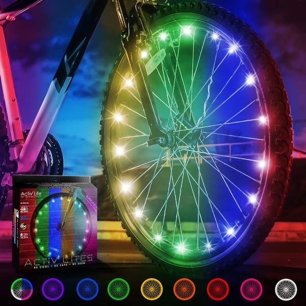 slide 2 of 7, Activ Life LED Bike Wheel Lights (1 Tire, Color Changing), Brighter & Visible from All Angles, Fun Safety & Style