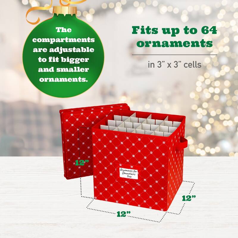 Holiday Ornaments Storage Cube with 64 Individual Compartments