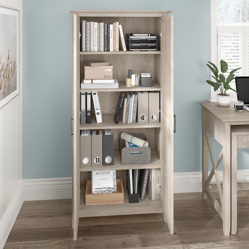 Key West Tall Storage Cabinet with Doors and Shelves by Bush Furniture