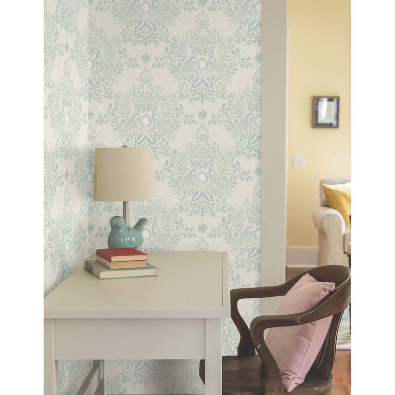 Erin & Ben Vintage Duck Egg Cottontail Toile Peel and Stick Wallpaper