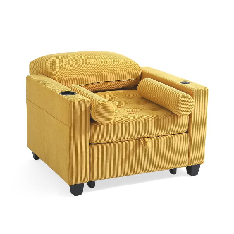 2 Set Convertible Adjustable Lounge 3-in-1 Pull-Out Sleeper Chair Bed