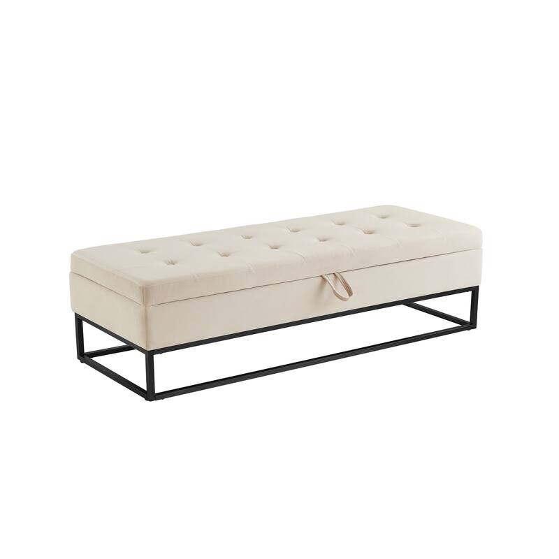 Metal Base Bed Bench with Storage
