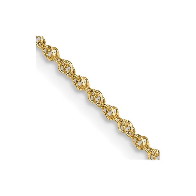 Curata Italian 14k Yellow Gold 1.0mm Sparkle Singapore Chain Necklace (Lobster) Options: 16 18 20 22 24