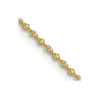 Curata Italian 14k Yellow Gold 1.0mm Sparkle Singapore Chain Necklace (Lobster) Options: 16 18 20 22 24