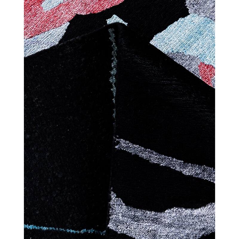 Modern One-of-a-Kind Hand-Knotted Area Rug, Black - 9' 1" x 11' 10"
