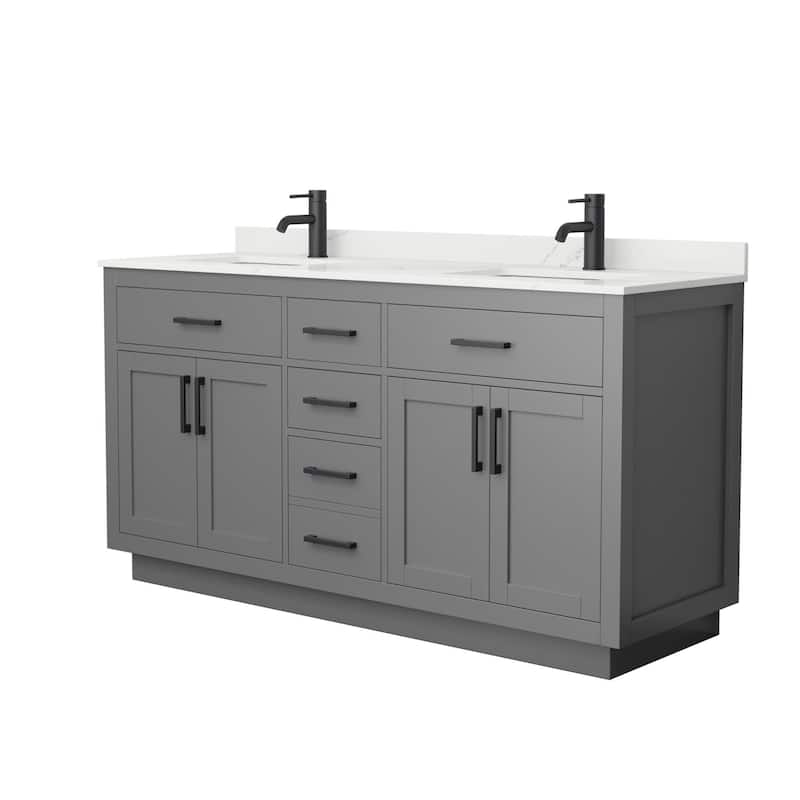 Wyndham Collection WCG262666D-QTZ-UNSMXX Beckett TK 66" Free Standing - Dark Gray / Giotto Quartz Top / Matte Black