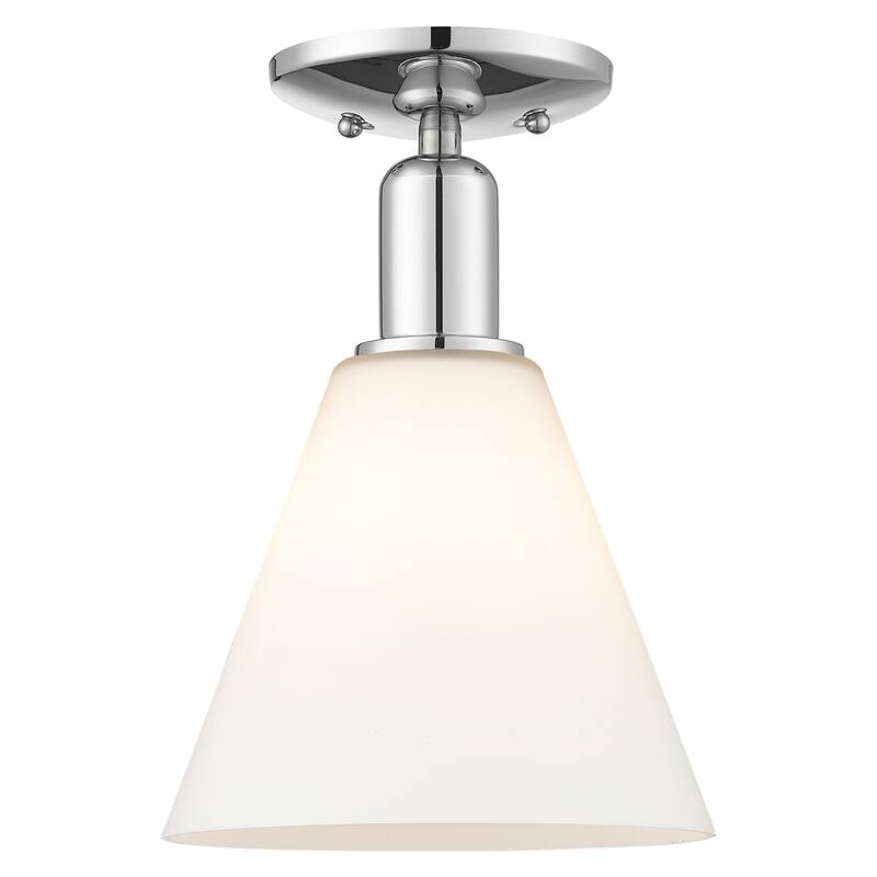 Innovations Lighting 716-1C-12-8 Berkshire Glass Semi-Flush Berkshire - Polished Chrome / Matte White