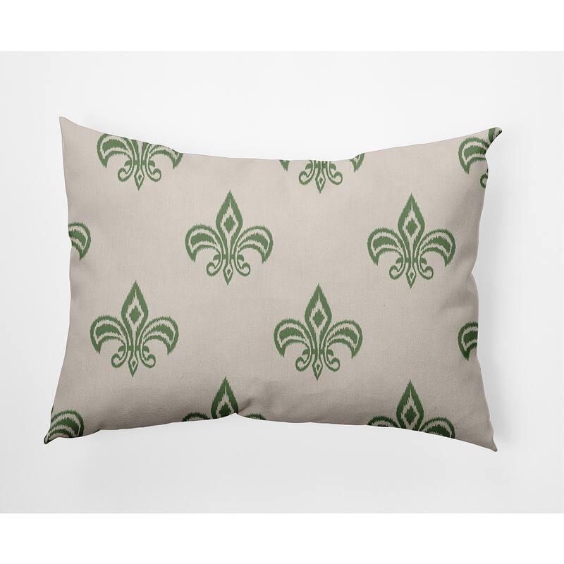 Fleur de Lis Indoor/Outdoor Throw Pillow - 14" x 20" - Sage
