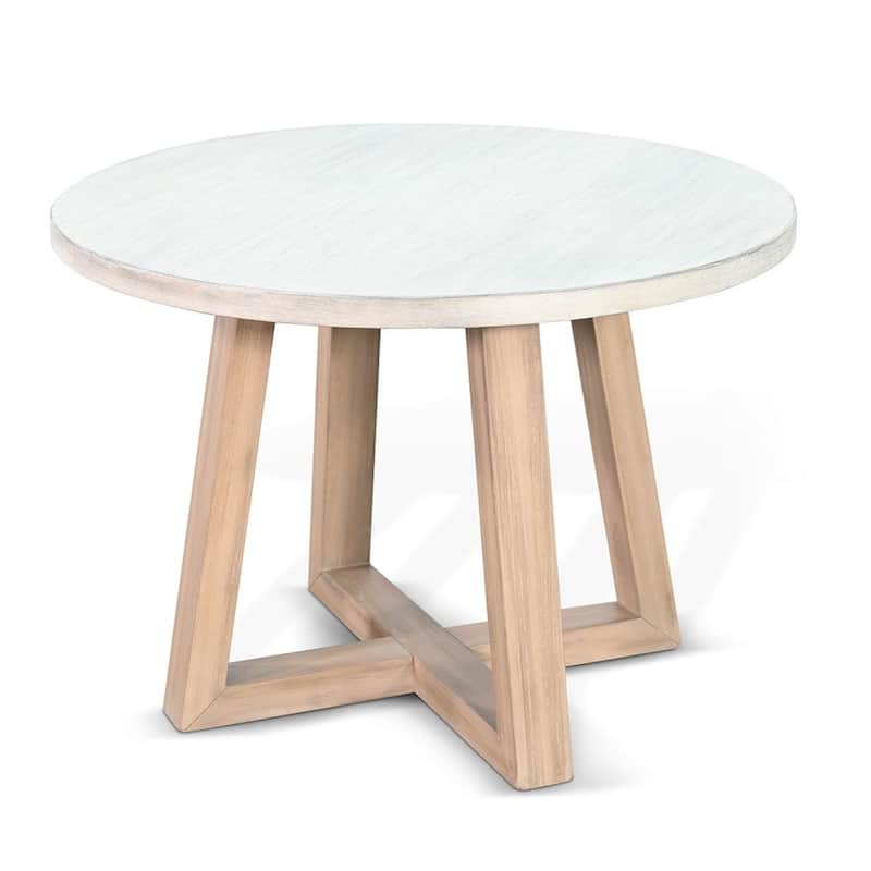 Dilly Side End Table, Cross Pedestal Base, Light Gray, 28 Inch Solid Wood