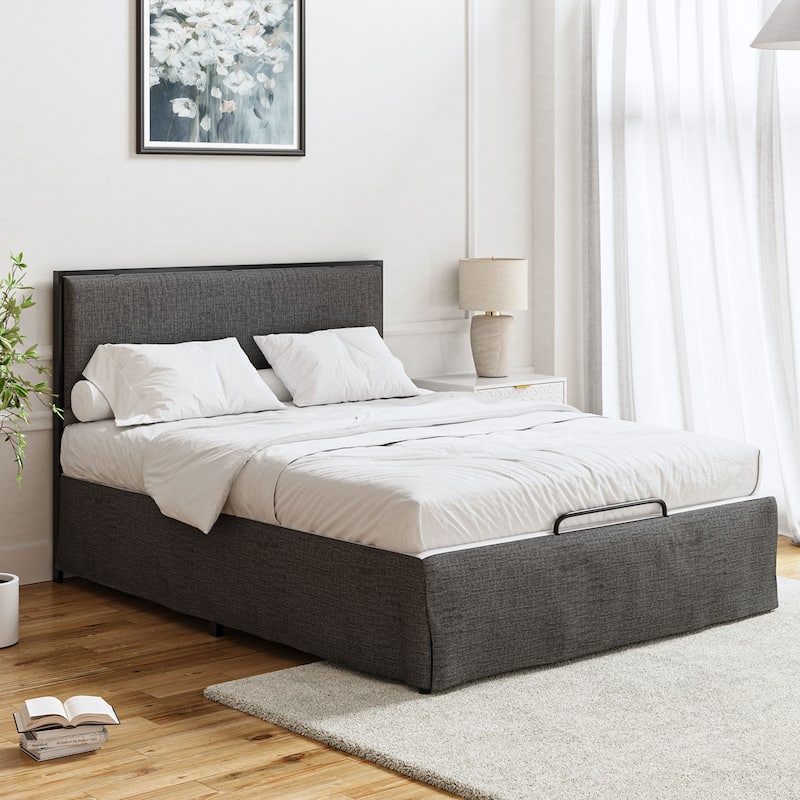 Oliver Modern Washable Slipcover Bed Upholstered Metal by HULALA HOME