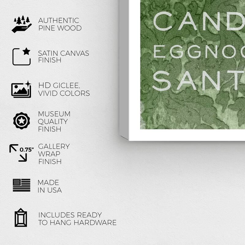 Wynwood Studio Prints Holiday and Seasonal Christmas List Green and Dark Green Modern & Contemporary Wall Art Canvas Print