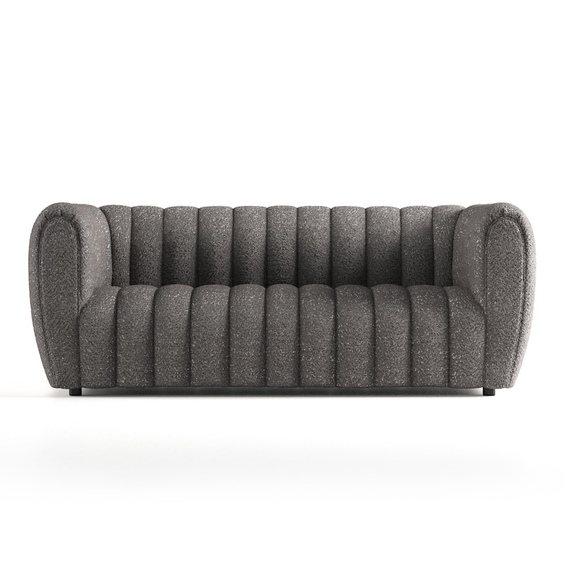 Furniture of America Lucinda Modern Vertical Channel Tufted Boucle Accent Sofa Set with Wooden Legs