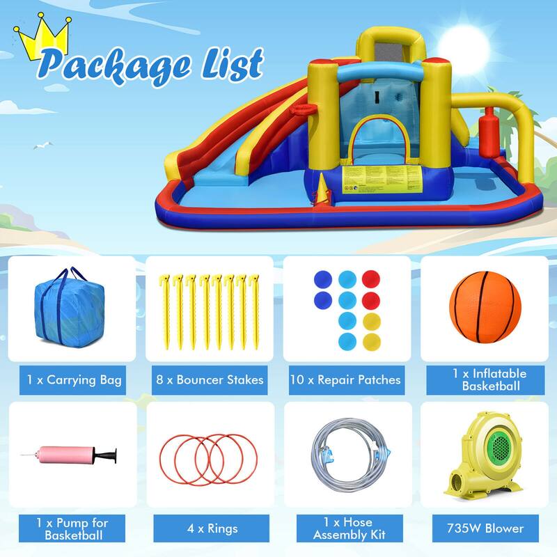 Gymax 7-in-1 Inflatable Water Slide Water Park Kids Bounce Castle With - See Details