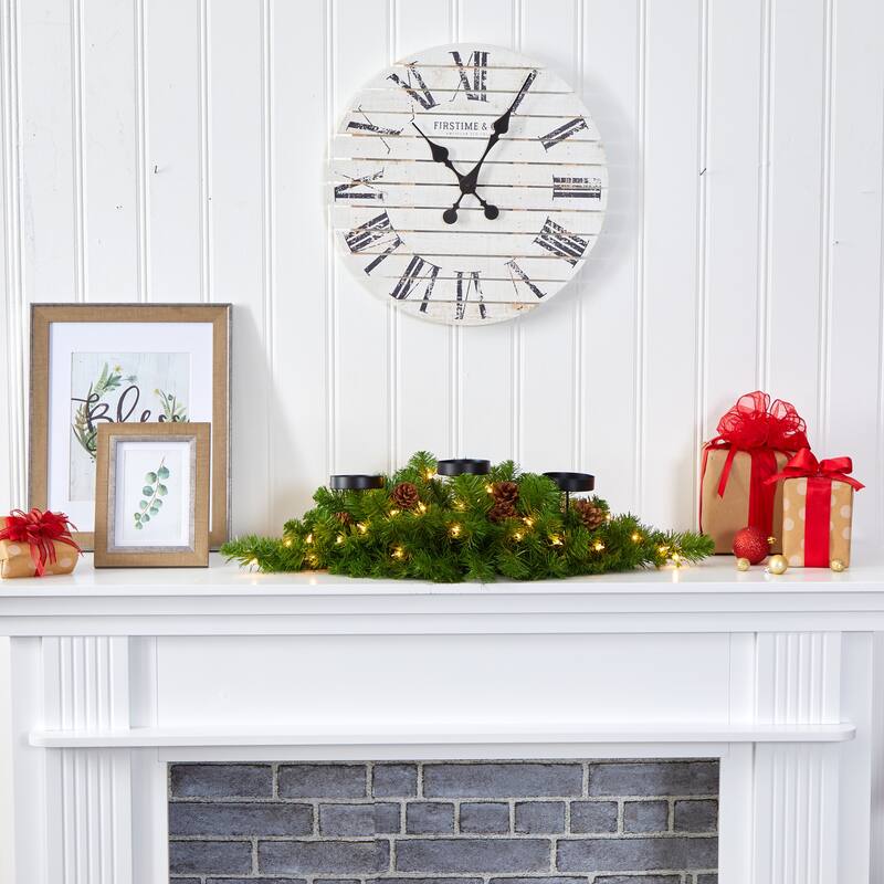 18" Pre-lit Artificial Pine with Pinecones Christmas Candelabrum