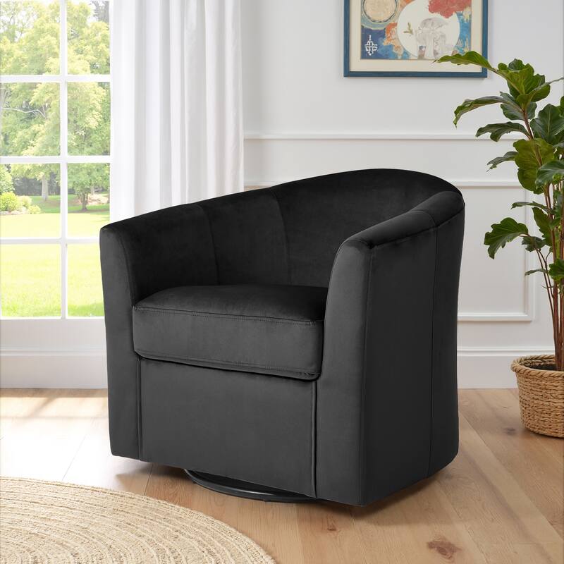 Modern Velvet Upholstered Swivel Barrel Chair for Living Room Lounge