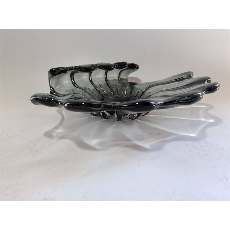 Modern Sculptural Glass Centerpiece Bowl Decorative Accent 14"x10"