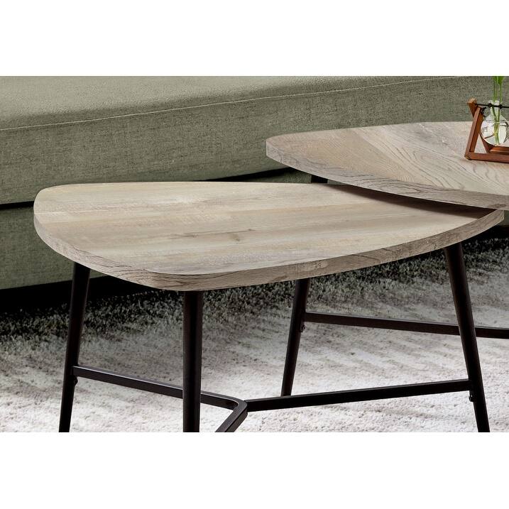 HomeRoots Set Of Two 33" Taupe And Black Triangle Nested Coffee Tables - 32.5