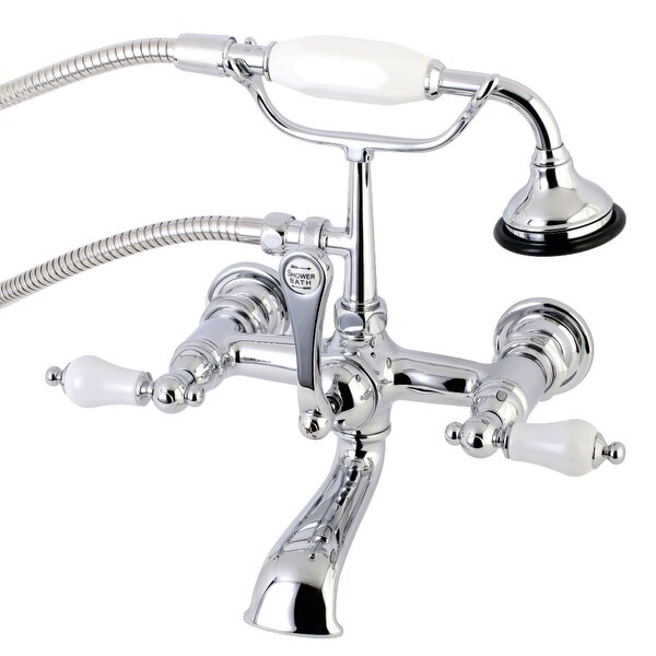 Kingston Brass AE554T Vintage Wall Mounted Clawfoot Tub Filler with Built-In Diverter and Ceramic Lever Handles